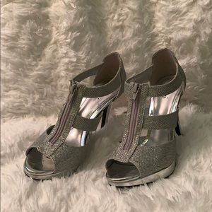 Silver sparkly heels